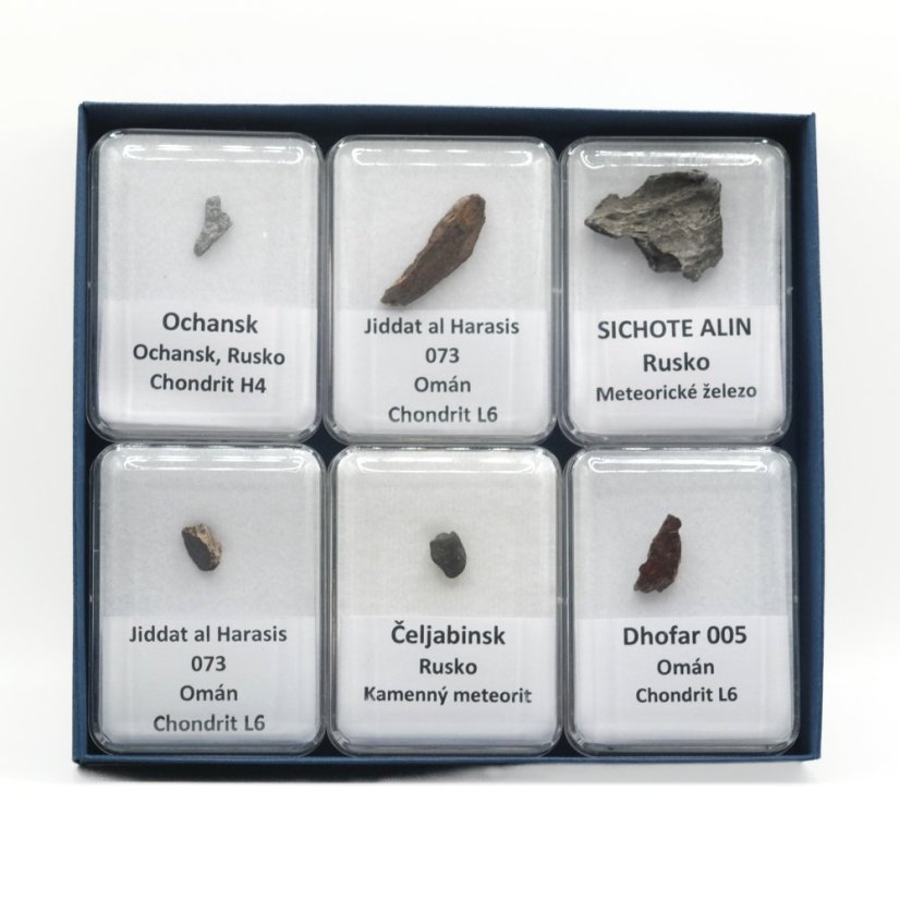 Collectible set of meteorites - 6 specimens from Oman and Russia
