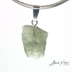 Moldavite sterling silver pendant - 1.12 grams