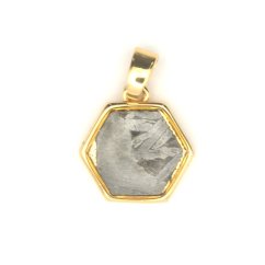 Iron meteorite - pendant - gold plated - hexagon