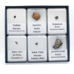Collectible set of meteorites - 6 specimens from Africa and Russia
