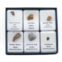 Collectible set of meteorites - 6 specimens from Africa, Russia and Oman