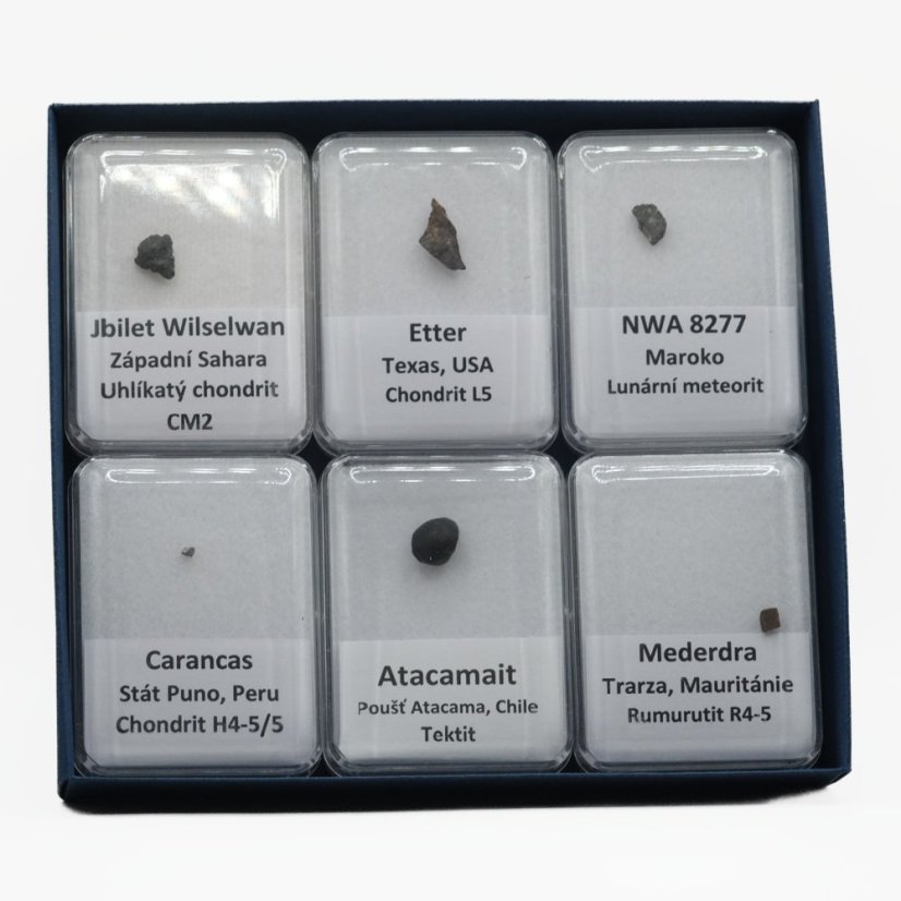 Collectible set of meteorites - 6 specimens from Africa and America