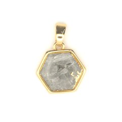 Iron meteorite - pendant - gold plated - hexagon