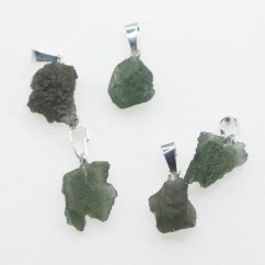 Moldavites - silver pendants - 5 pieces - 7.09 grams