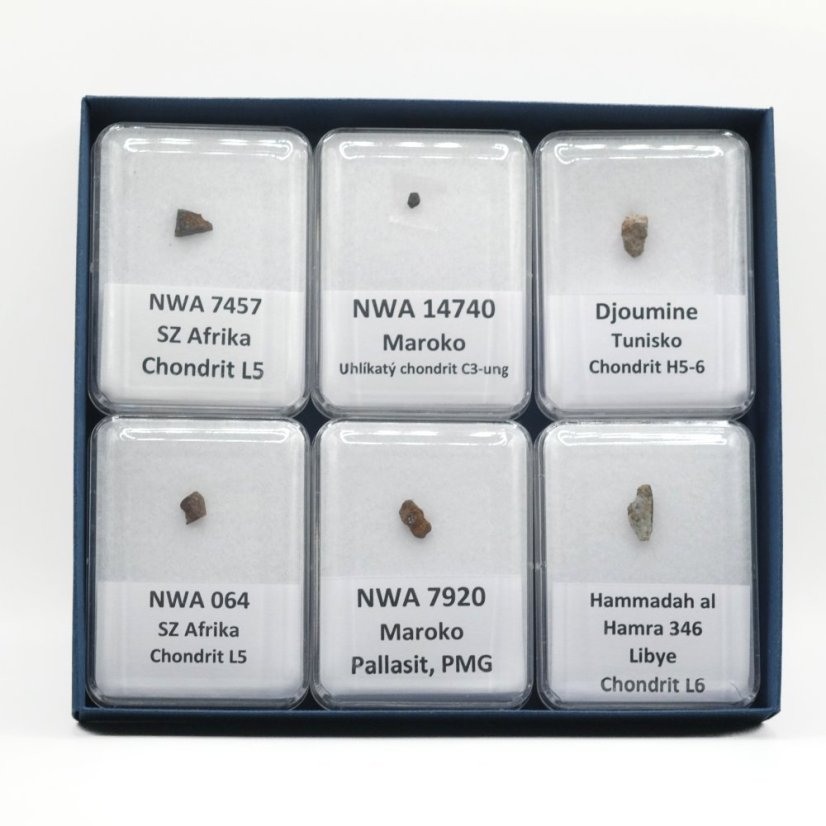 Sběratelská sada meteoritů - 6 kusů z oblasti severní Afriky