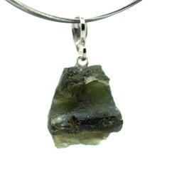 Moldavite pendant rhodium-plated silver 3.85 grams, SPERK3354