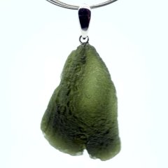 Moldavite pendant rhodium plated silver 6.47 grams, SPERK957