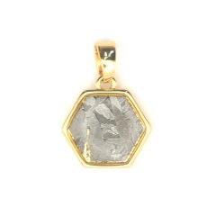 Iron meteorite - pendant - gold plated - hexagon