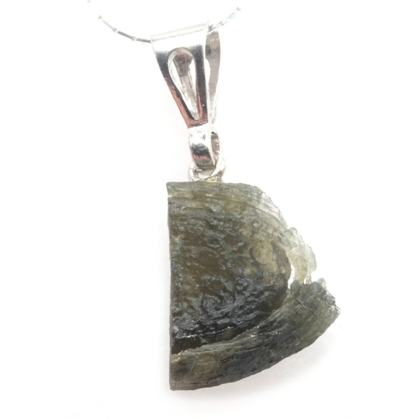 Elegant pendant with natural moldavite (1.73 g). Handmade original with gift box and certificate of authenticity.