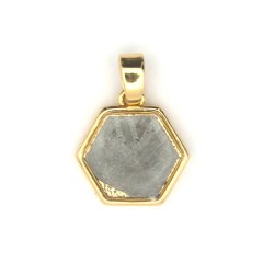 Iron meteorite - pendant - gold plated - hexagon