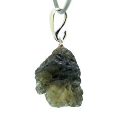 Moldavite pendant rhodium plated silver 3.11 grams