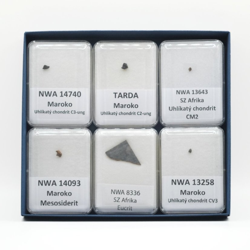 Collectible set of meteorites - 6 carbonaceous chondrites from NW Africa