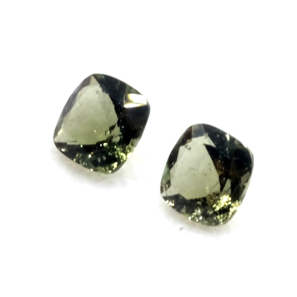 Moldavite cut to the shape of a cushion cut - In stock