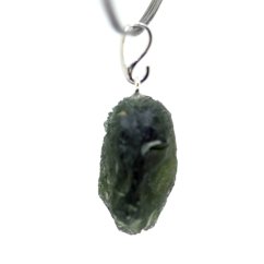 Moldavite pendant rhodium plated silver 5.53 grams