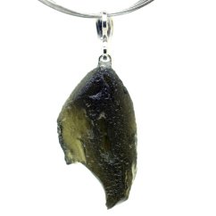 Moldavite pendant rhodium-plated silver 4,58 grams