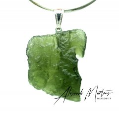 Moldavite pendant rhodium plated silver 8.92 grams, SPERK4625