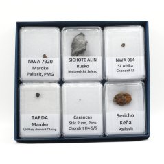 Collectible set of meteorites - 6 specimens from Africa, Peru and Russia