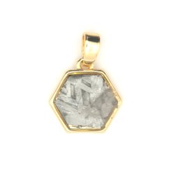 Iron meteorite - pendant - gold plated - hexagon