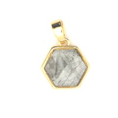 Iron meteorite - pendant - gold plated - hexagon