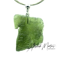 Moldavite pendant rhodium plated silver 8.92 grams