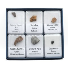 Collectible set of meteorites - 6 specimens from Africa, Russia and Oman