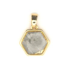 Iron meteorite - pendant - gold plated - hexagon