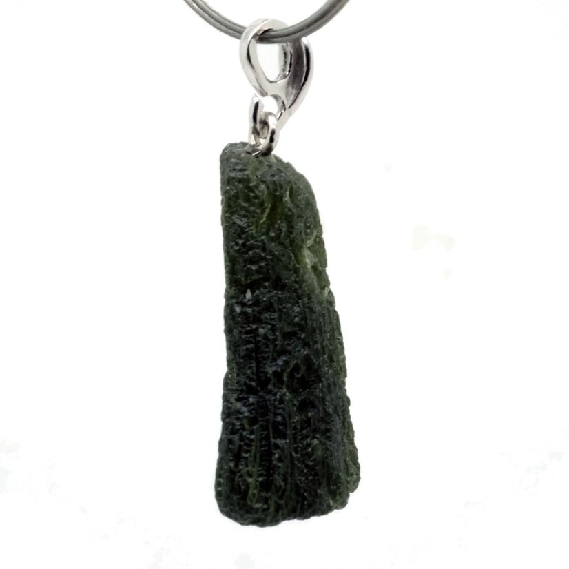 Moldavite pendant rhodium-plated silver 5.33 grams
