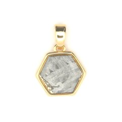 Iron meteorite - pendant - gold plated - hexagon