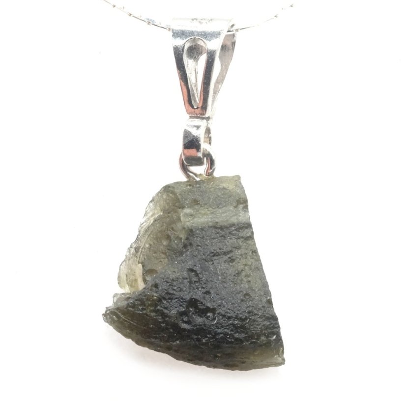 Elegant pendant with natural moldavite (1.73 g). Handmade original with gift box and certificate of authenticity.