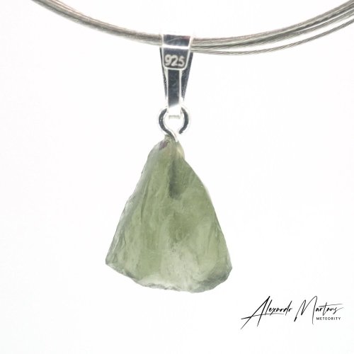 Moldavite sterling silver pendant - 0.91 grams