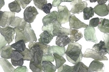 Moldavites up to 2 grams from different localities packed in plastic boxes with description