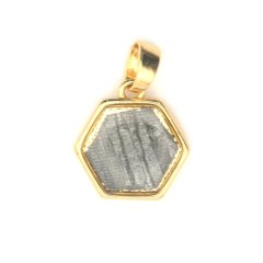 Iron meteorite - pendant - gold plated - hexagon