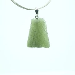 Moldavite pendant rhodium-plated silver 5.33 grams