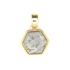 Iron meteorite - pendant - gold plated - hexagon