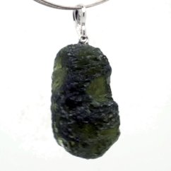 Moldavite pendant rhodium plated silver 9,50 grams