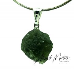 Moldavite pendant rhodium-plated silver 4,28 grams, SPERK4603