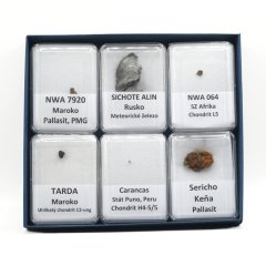 Collectible set of meteorites - 6 specimens from Africa, Peru and Russia