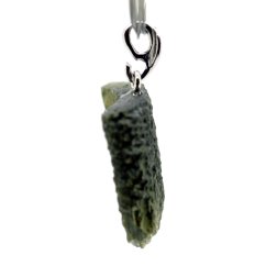 Moldavite pendant rhodium plated silver 3.16 grams