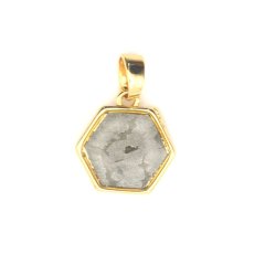 Iron meteorite - pendant - gold plated - hexagon